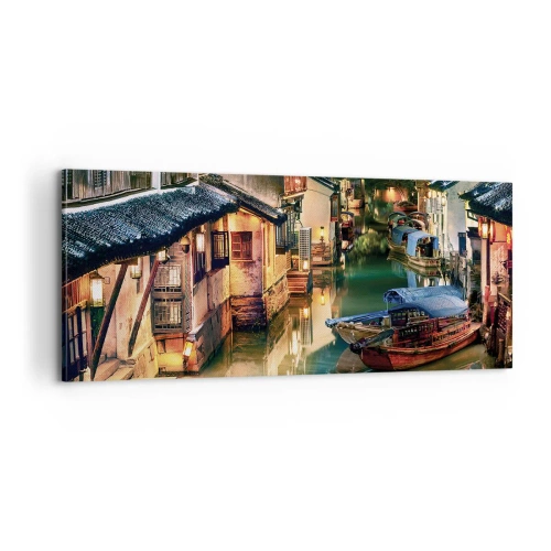 Quadro su tela - Stampe su Tela - Sera in una via cinese - 100x40 cm