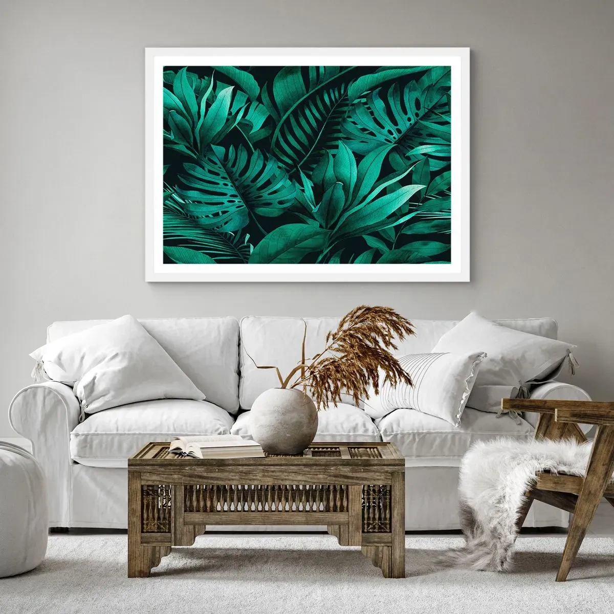 Poster in cornice bianca - Dal profondo del verde tropicale - 70x50 cm