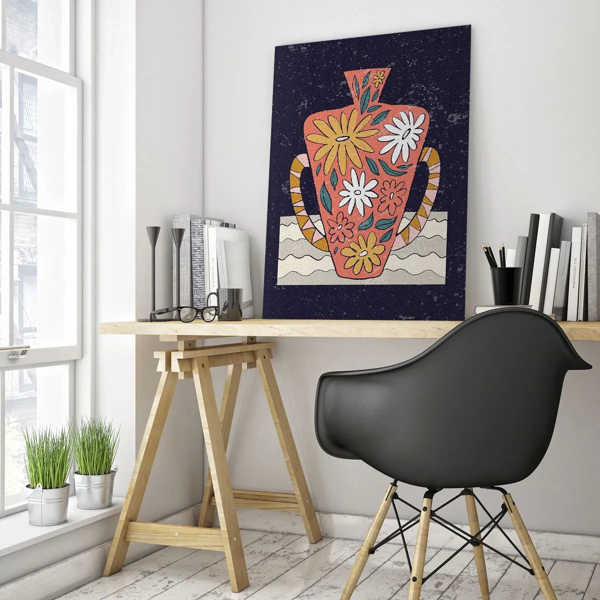 Quadro su vetro - Brocca dipinta - 80x120 cm