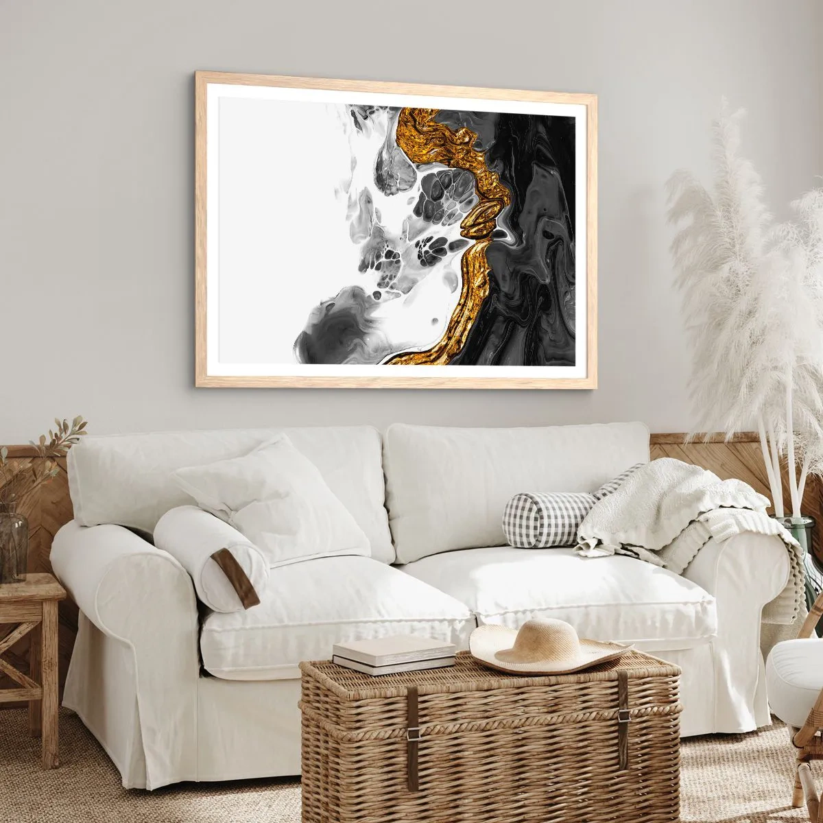 Poster in cornice rovere chiaro - Composizione organica - 100x70 cm