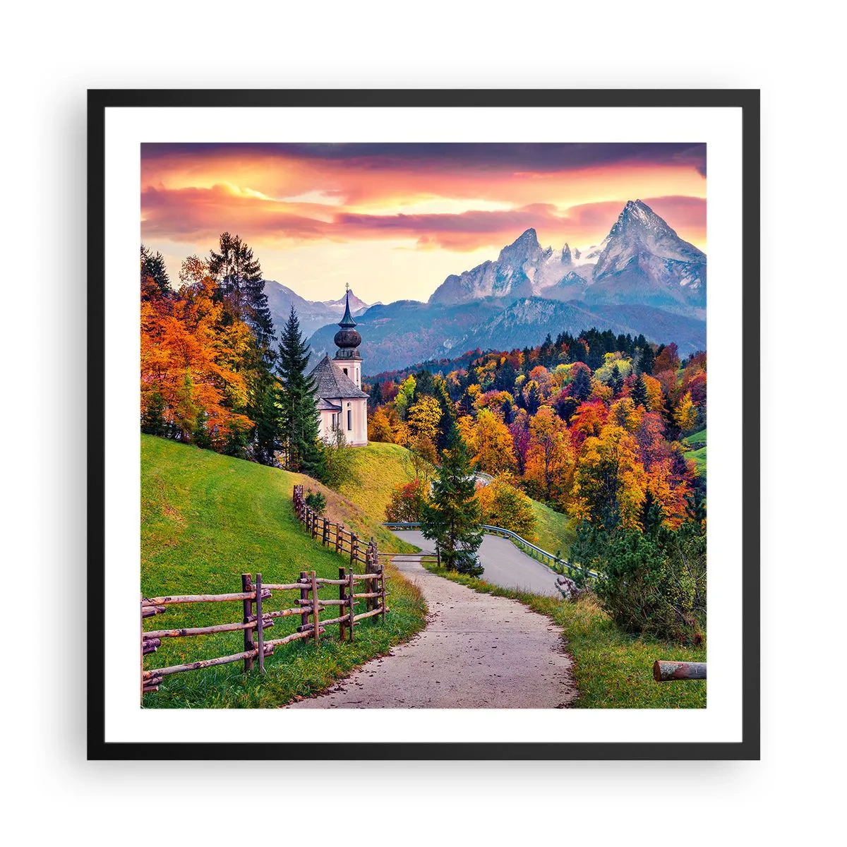 Poster in cornice nera - Un paesaggio come dipinto - 60x60 cm