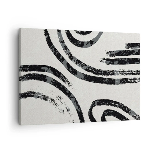 Quadro su tela - Stampe su Tela - Linee astratte in bianco e nero su uno sfondo chiaro - 70x50cm - Interrotto a metà - Decorazione murale moderna per soggiorno e camera da letto ARTTOR