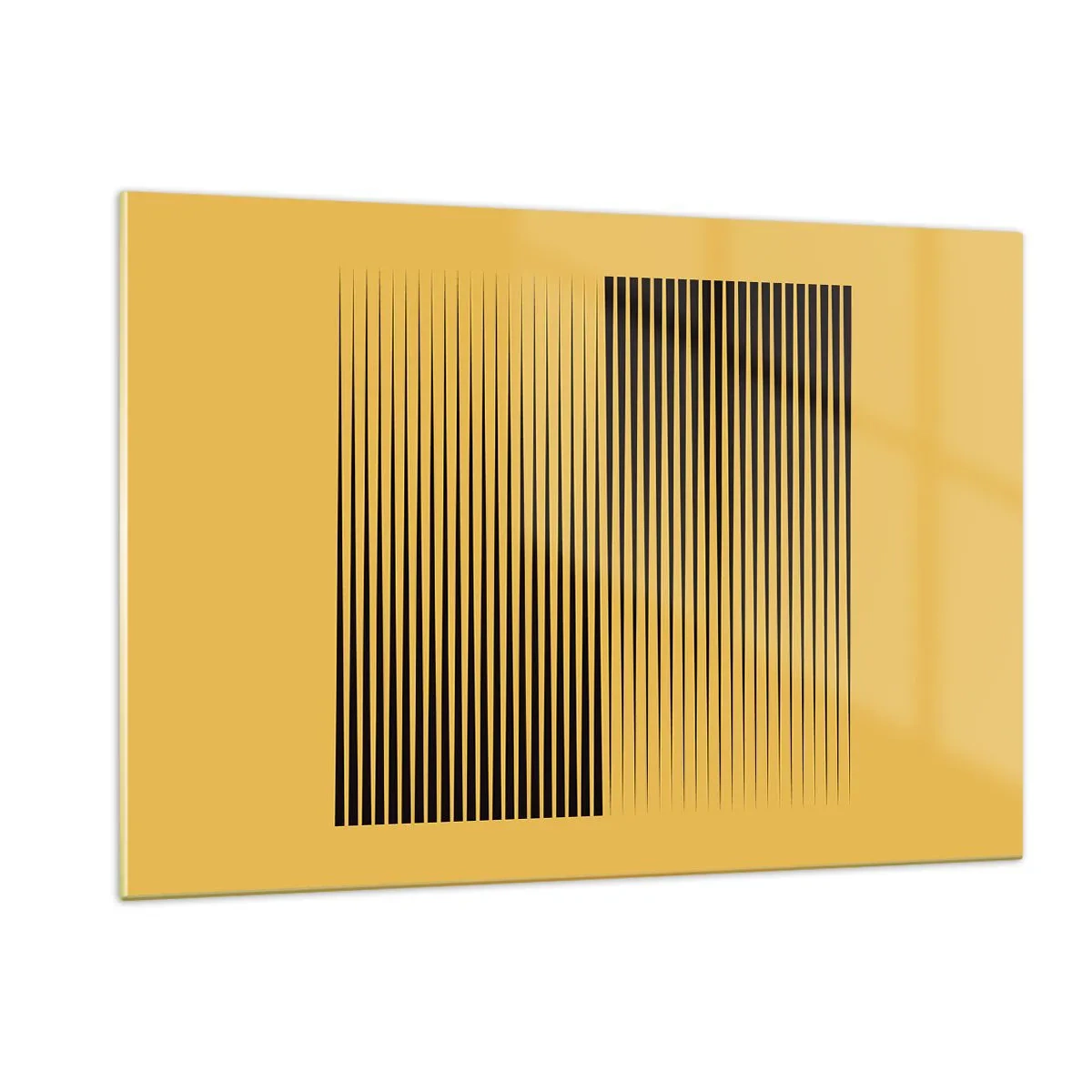 Quadro su vetro - Le linee verticali nere creano un'illusione geometrica - 120x80cm - La quadratura degli opposti - Decorazione murale moderna per soggiorno e camera da letto ARTTOR