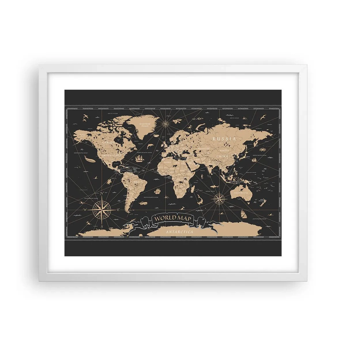 Poster in cornice bianca - I confini del mio mondo - 50x40 cm
