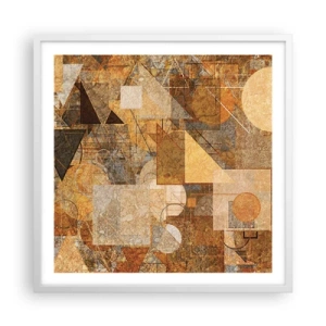Poster in cornice bianca - Studio cubista in marrone - 60x60 cm