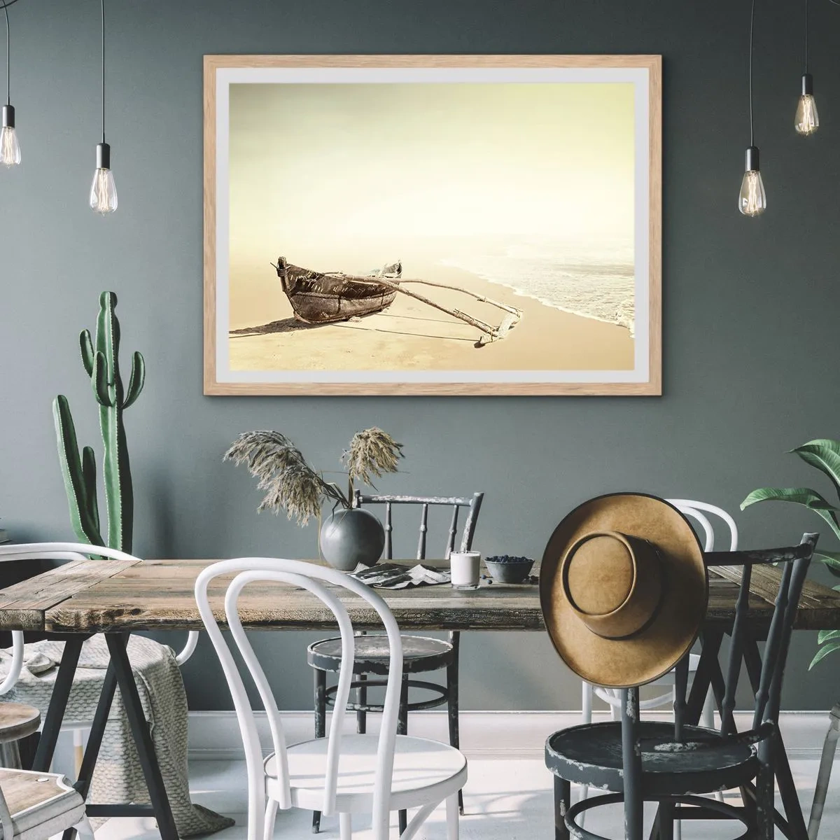 Poster in cornice rovere chiaro - Ricordo dei mari del sud - 70x50 cm