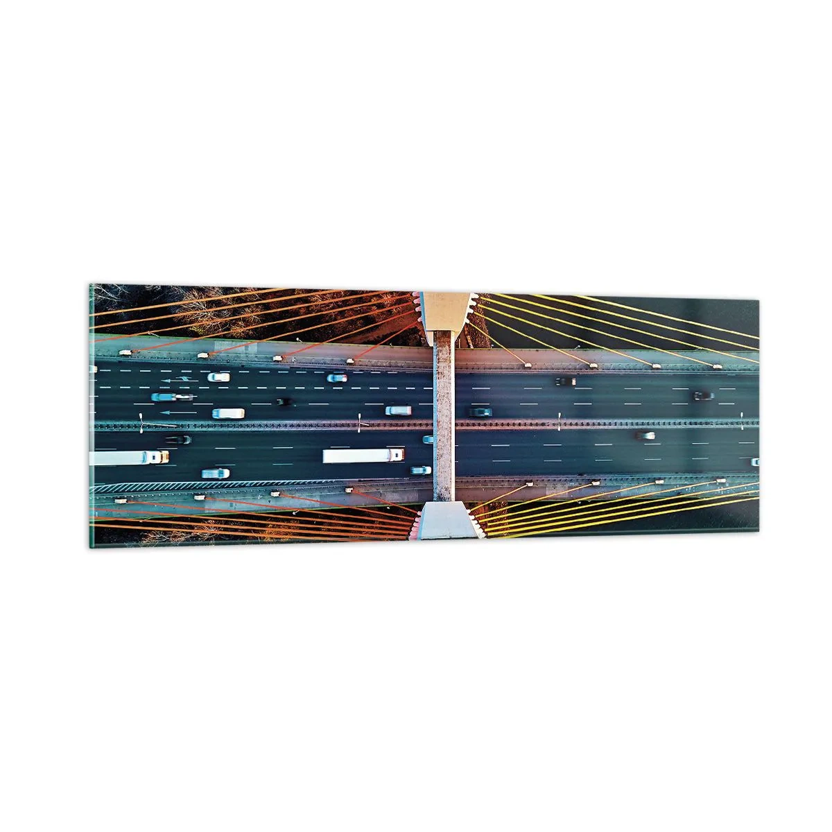 Quadro su vetro - Oltre il fiume, oltre il bosco - 90x30 cm