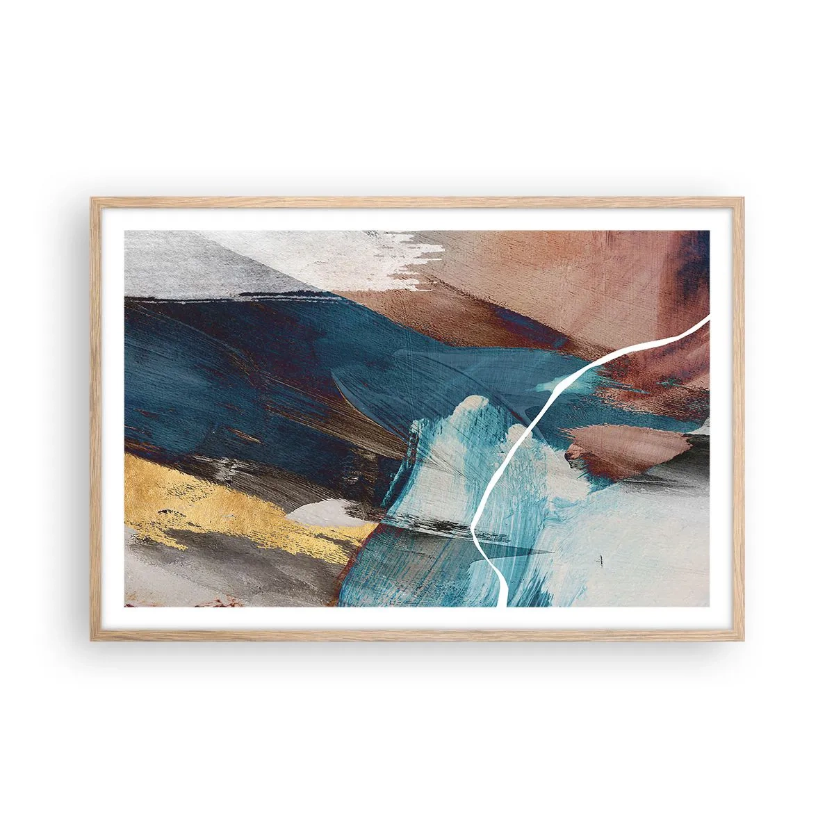 Poster in cornice rovere chiaro - Con forza ed energia - 91x61 cm