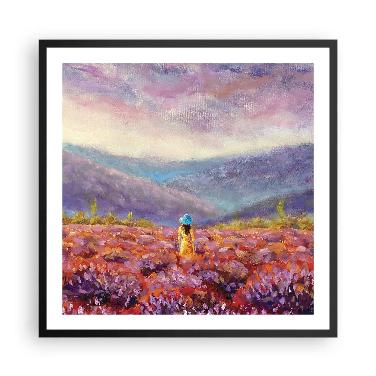 Poster in cornice nera - Nel mondo di lavanda - 60x60 cm