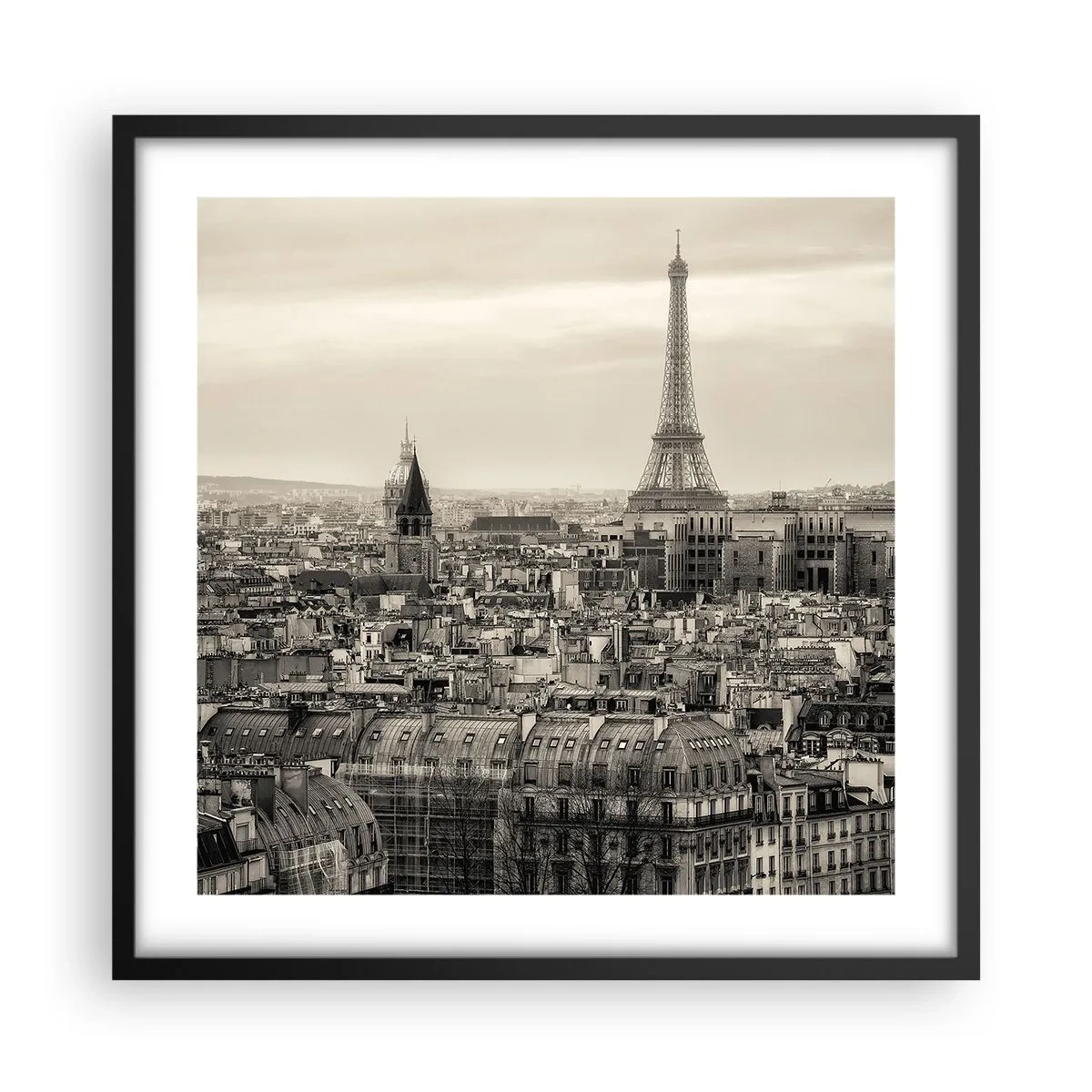 Poster in cornice nera - Sui tetti di Parigi - 50x50 cm