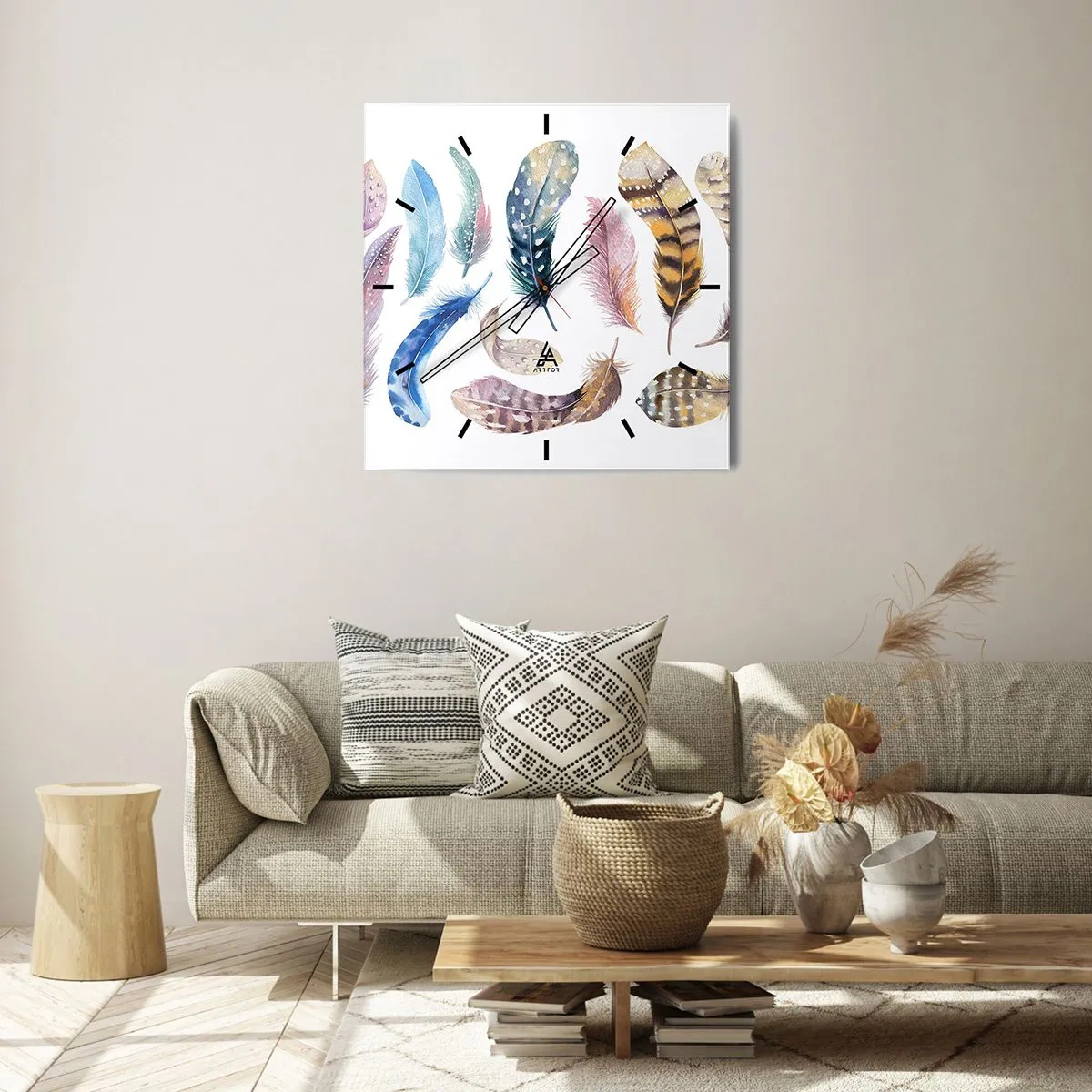 Orologio da parete - Orologio in Vetro - Leggere, variopinte e multicolori - 40x40 cm