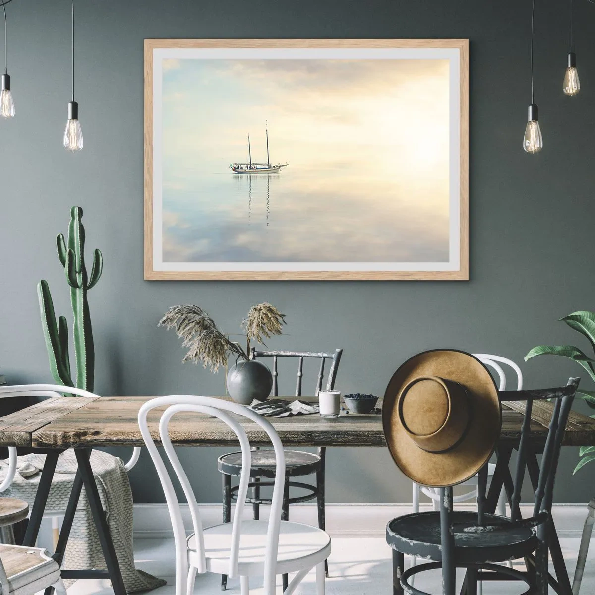 Poster in cornice rovere chiaro - Silenzio in mare - 40x30 cm