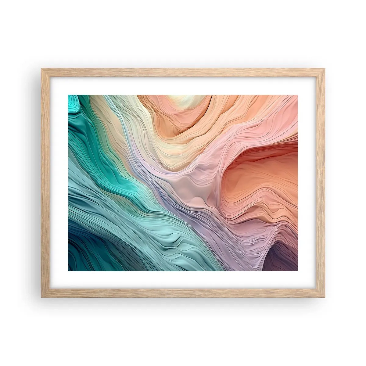 Poster in cornice rovere chiaro - Onda arcobaleno - 50x40 cm
