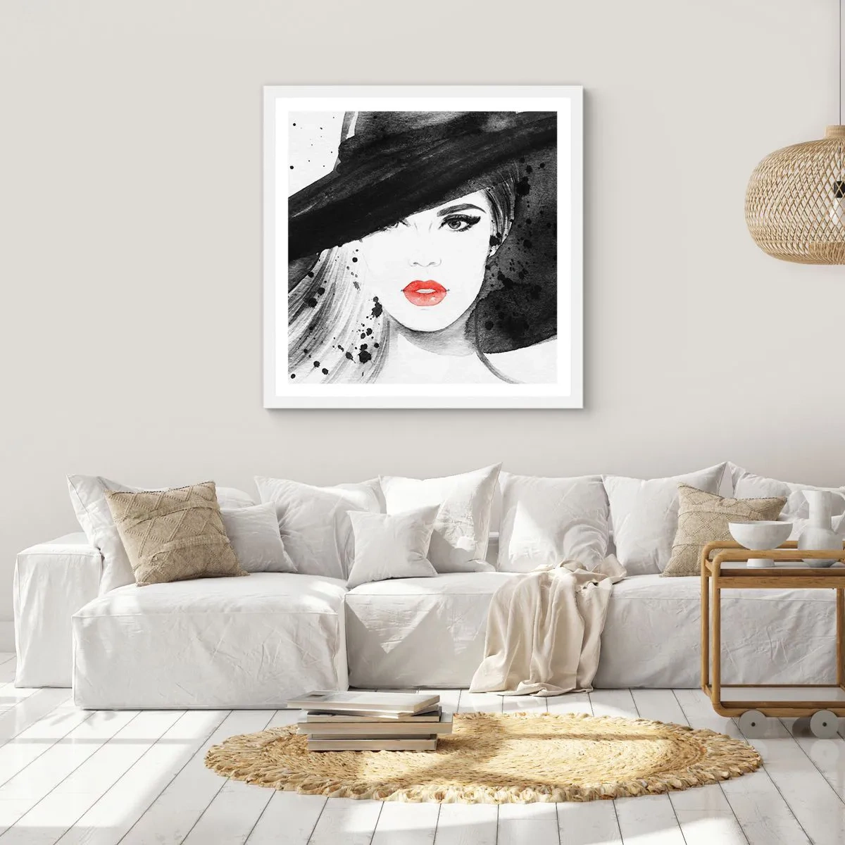 Poster in cornice bianca - Donna in nero - 40x40 cm