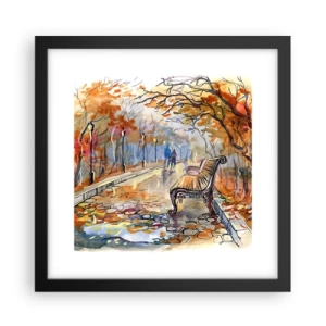 Poster in cornice nera - Passeggiando insieme l'autunno - 30x30 cm