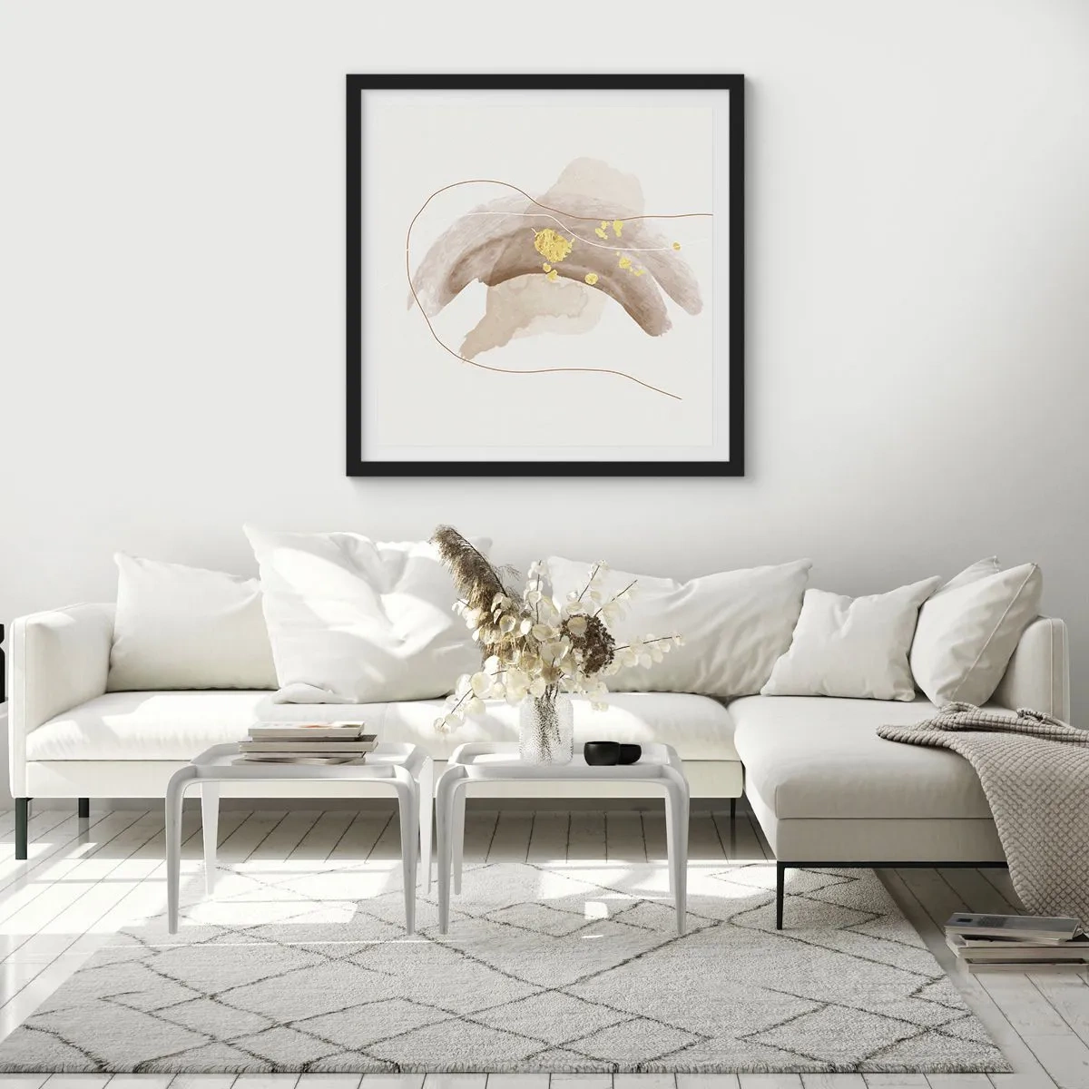 Poster in cornice nera - Incontro nello spazio - 40x40 cm