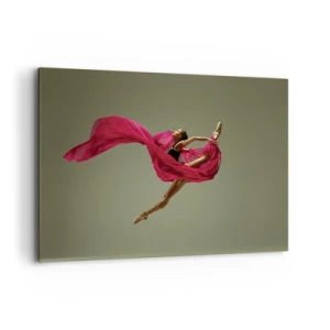 Quadro su tela - Stampe su Tela - Ballerina in posa dinamica con tessuto rosa - 100x70cm - Fiamma danzante - Decorazione murale moderna per soggiorno e camera da letto ARTTOR