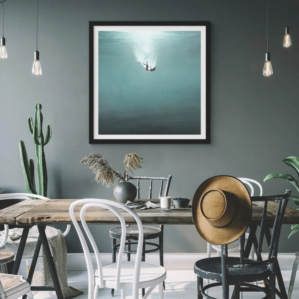 Poster in cornice nera - Nell'abbraccio dell'oceano - 40x40 cm