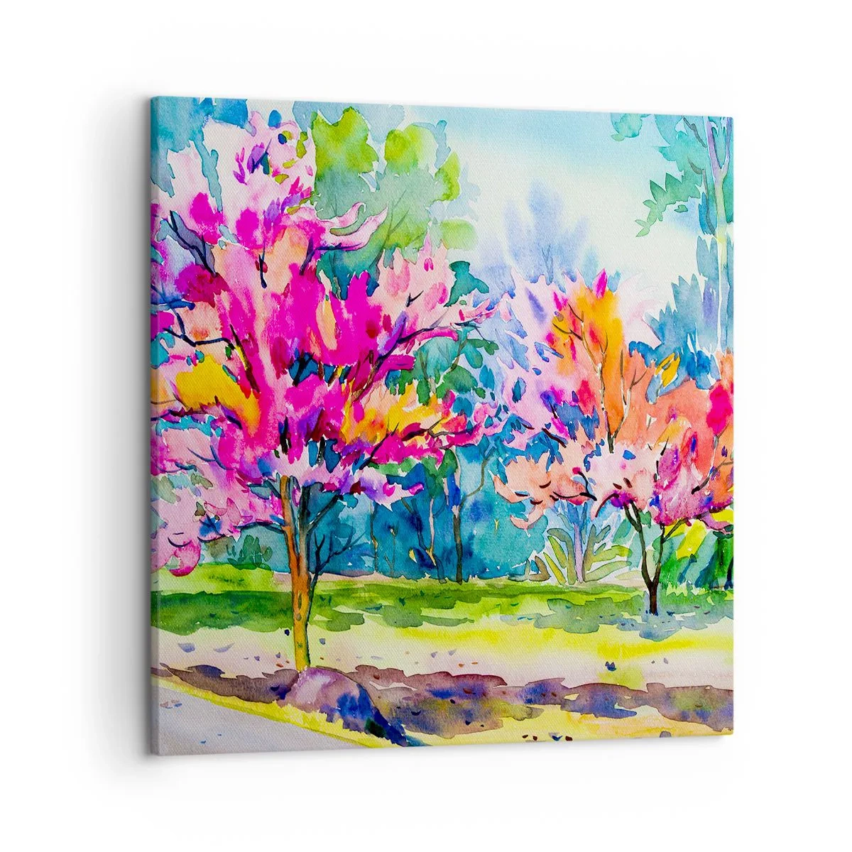 Quadro su tela - Stampe su Tela - Giardino multicolore nella luce della primavera - 50x50 cm