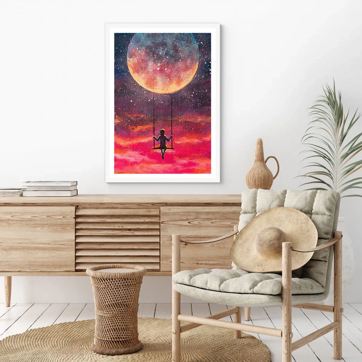 Poster in cornice bianca - Con la testa tra le nuvole - 70x100 cm