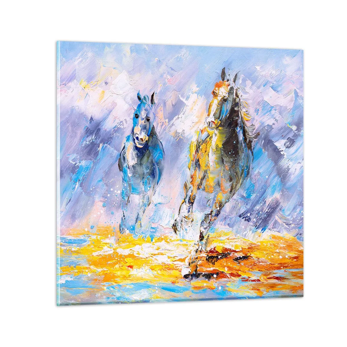 Quadro su vetro - Al galoppo nella luce - 40x40 cm