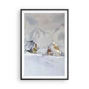 Poster in cornice nera - Nella valle innevata - 61x91 cm