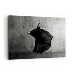 Quadro su tela - Stampe su Tela - Silhouette in bianco e nero di una ballerina in movimento su uno sfondo di muro - 100x70cm - Fasce piene di passione - Decorazione murale moderna per soggiorno e camera da letto ARTTOR