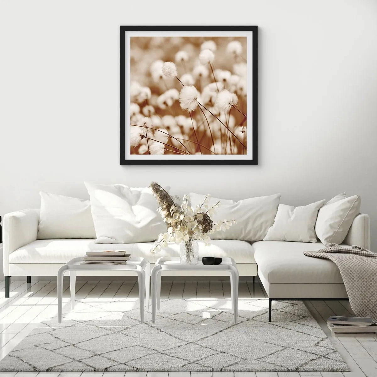 Poster in cornice nera - Campo di morbidezza - 60x60 cm