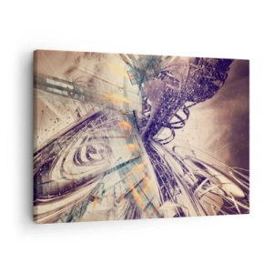 Quadro su tela - Stampe su Tela - Astrazione dinamica nei toni del beige e del viola - 70x50cm - A gran velocità - Decorazione murale moderna per soggiorno e camera da letto ARTTOR