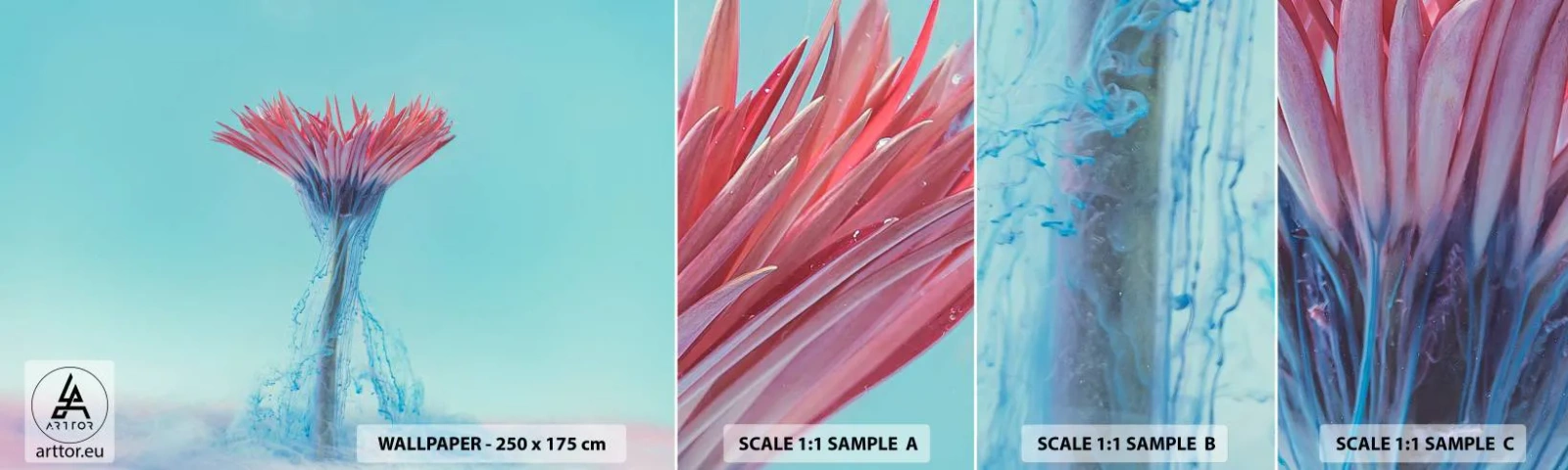 Campione Di Fotomurale Standard Eco - L'abbraccio che ravviva - Astrazione, Fiore, Pezzo - 100x30 cm