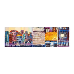 Campione di Fotomurale Adesivo Deluxe Sticker - Una città da favola - Pezzo, Case popolari, Città - 100x30 cm