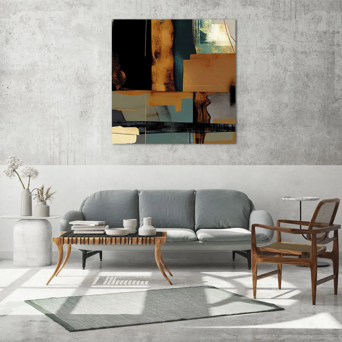 Quadro su vetro - Astrazione: luci e ombre - 40x40 cm