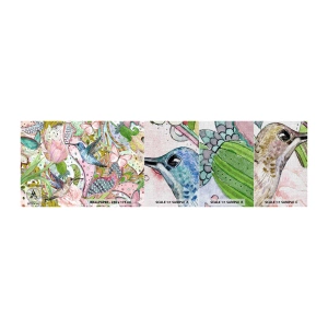 Campione di Fotomurale Premium Canvas - Intrecciate nei rami - Fiori, Uccello, Farfalla - 100x30 cm