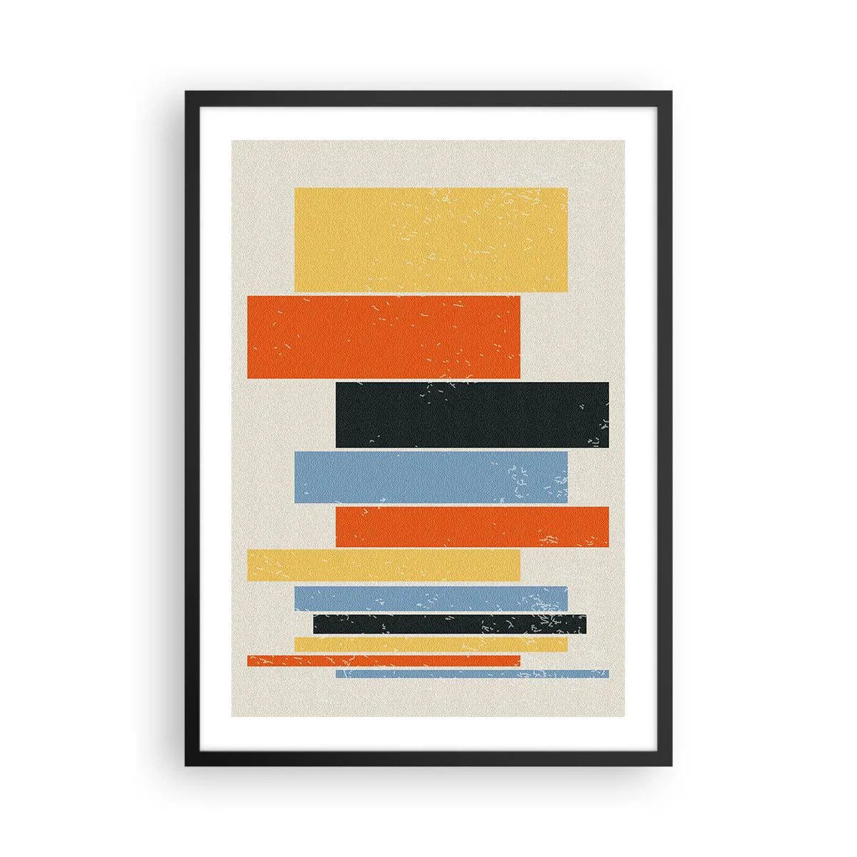 Poster in cornice nera - Rettangoli geometrici colorati su uno sfondo chiaro - 50x70cm - Notazione musicale - Decorazione murale moderna per soggiorno e camera da letto ARTTOR