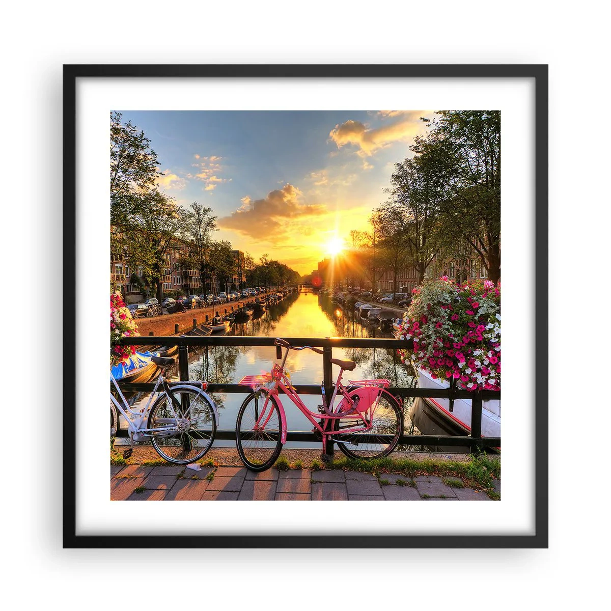 Poster in cornice nera - Mattino di primavera ad Amsterdam - 50x50 cm