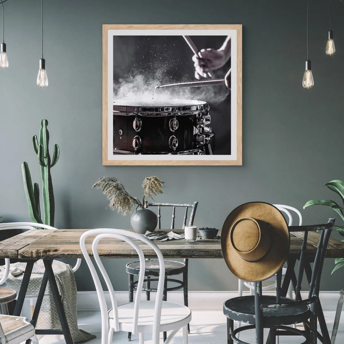 Poster in cornice rovere chiaro - Il polso della musica - 30x30 cm