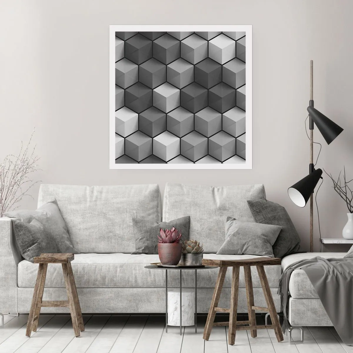 Poster - Puzzle cubista - 60x60 cm