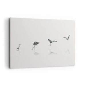 Quadro su tela - Stampe su Tela - Quattro sagome di uccelli riflesse nell'acqua calma - 100x70cm - Quattro semplici passi - Decorazione murale moderna per soggiorno e camera da letto ARTTOR