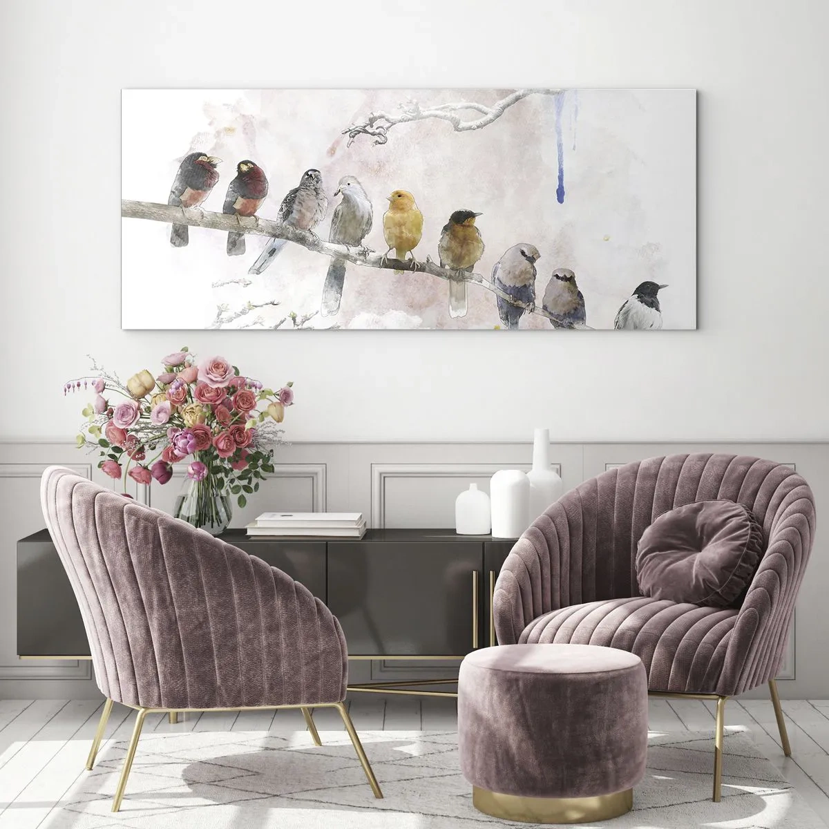 Quadro su vetro - Incontro alato - 100x40 cm