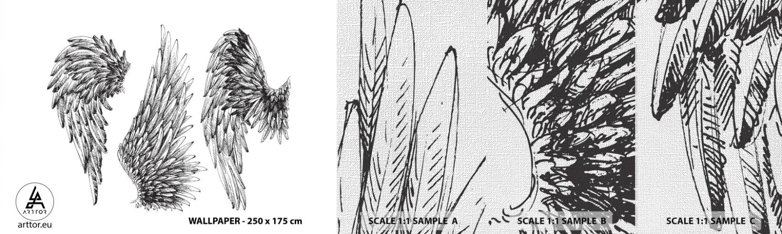 Campione di Fotomurale Premium Canvas - Anche tu puoi essere un angelo - Piuma di uccello, Ali, Grafica - 100x30 cm