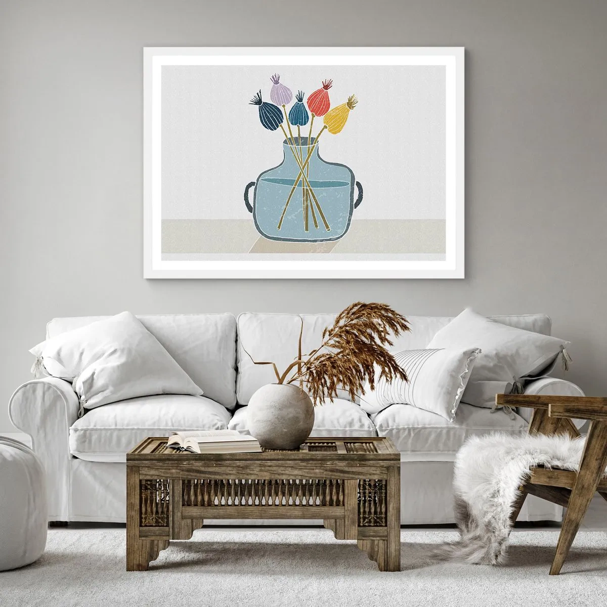 Poster in cornice bianca - Il silenzio dei papaveri - 40x40 cm