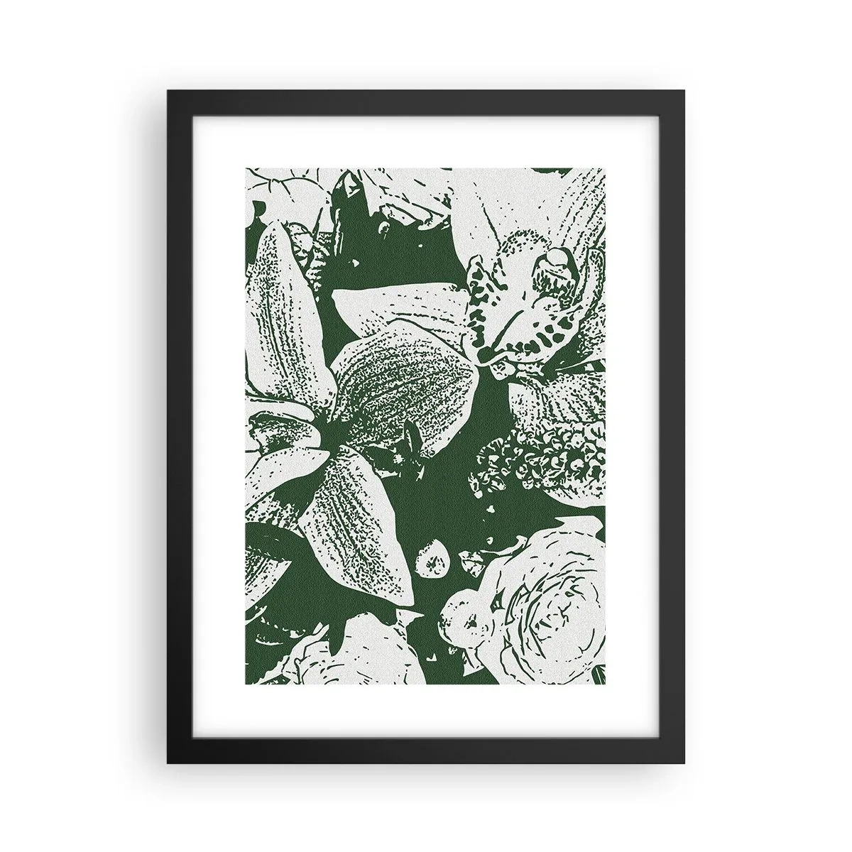 Poster in cornice nera - Bouquet: il mondo del verde - 30x40 cm