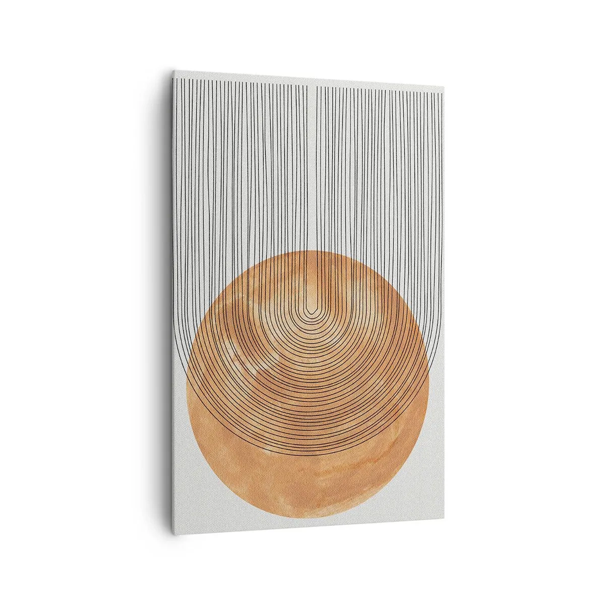 Quadro su tela - Stampe su Tela - Composizione geometrica con cerchi e linee dai colori caldi. - 80x120cm - Composizione solare - Decorazione murale moderna per soggiorno e camera da letto ARTTOR