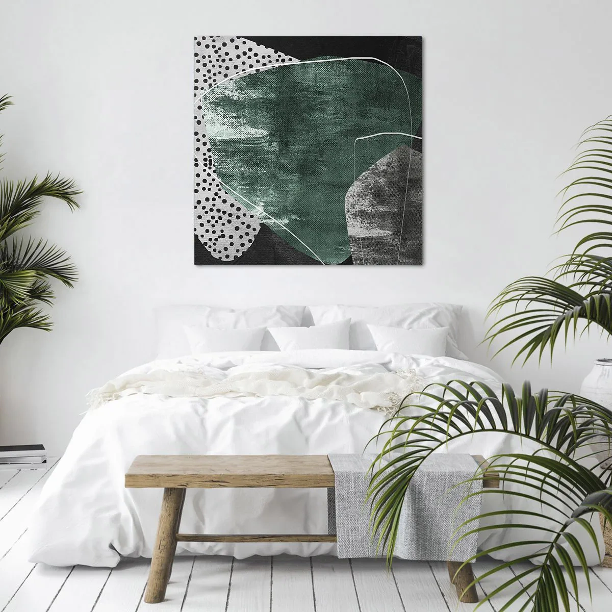 Quadro su tela - Stampe su Tela - Astrazione colorata con petalo d'oro - 30x30 cm