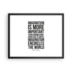 Poster in cornice nera - Einstein sul potere dell'immaginazione - 50x40 cm