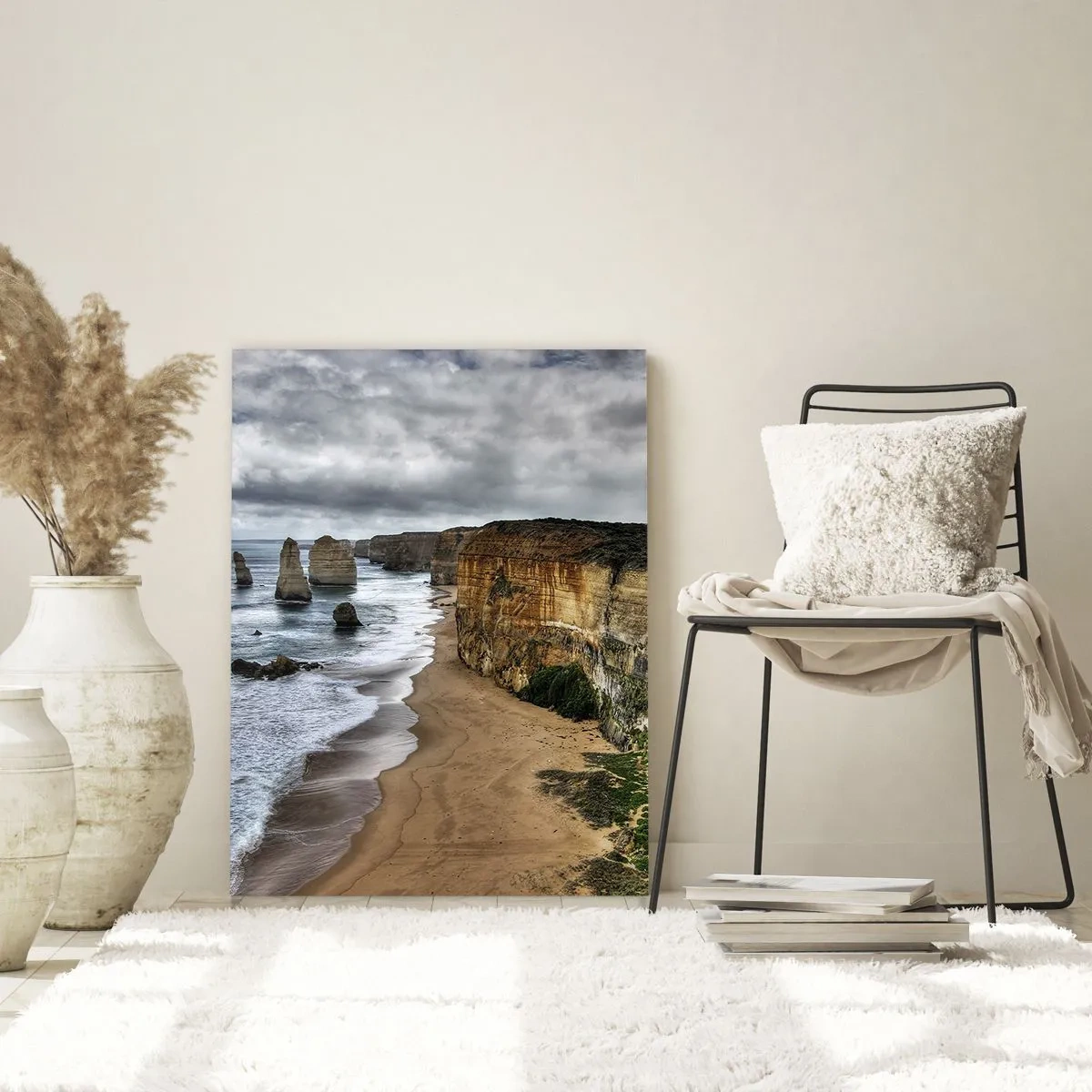 Quadro su vetro - Costa rocciosa con spiaggia e formazioni rocciose - 70x100cm - Bellezza selvatica - Decorazione murale moderna per soggiorno e camera da letto ARTTOR