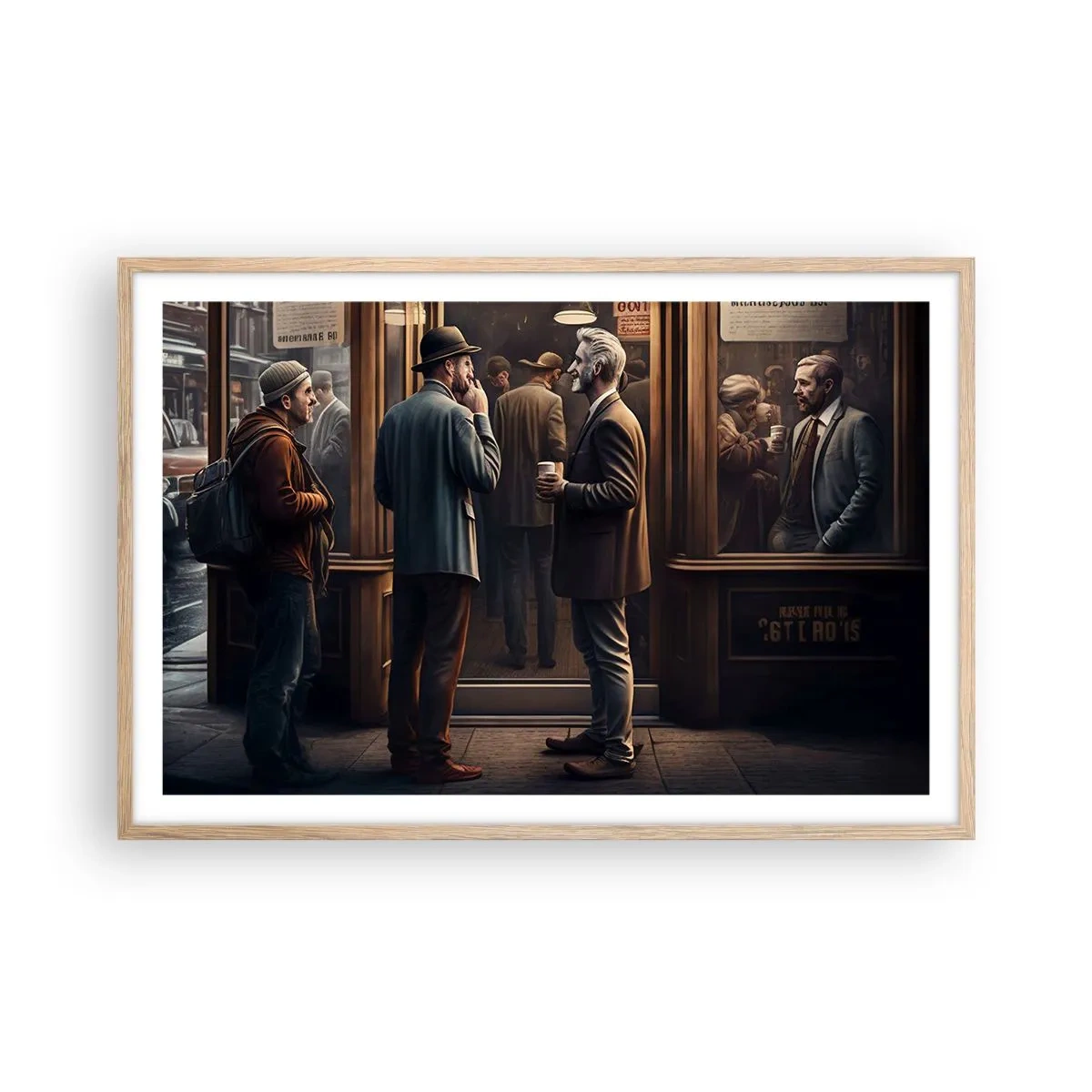 Poster in cornice rovere chiaro - Il buon momento della giornata - 91x61 cm