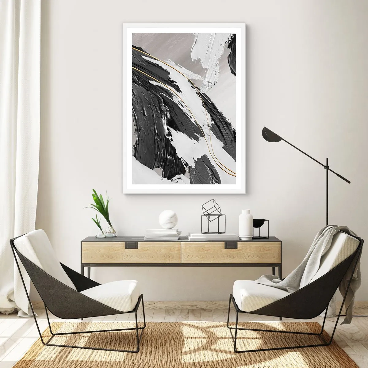 Poster in cornice bianca - Astrazione con sfarzo - 30x40 cm