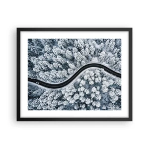 Poster in cornice nera - Attraverso il bosco invernale - 50x40 cm