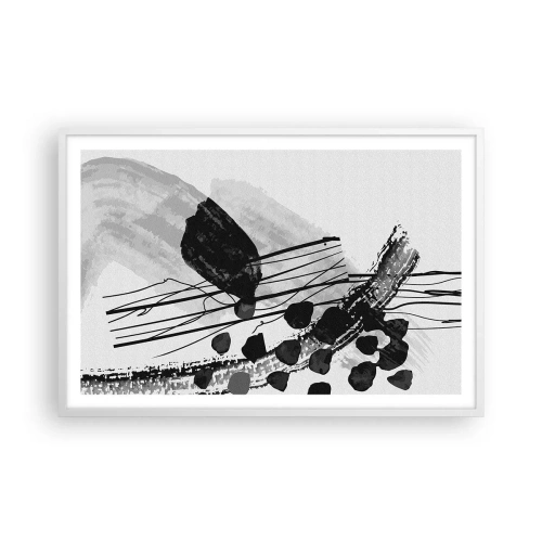 Poster in cornice bianca - Astrazione organica in bianco e nero - 91x61 cm